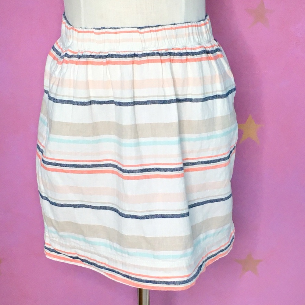 Sonoma Linen Striped Skirt 8 Multicolored Stripes coastalcore